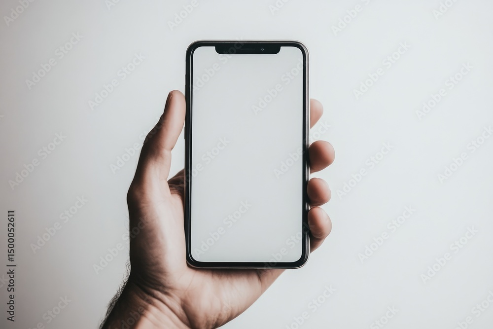 Hand holding a modern smartphone with blank screen Hand holding a modern smartphone with blank screen