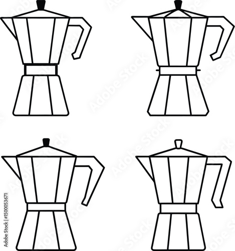 moka pots line art illustration.