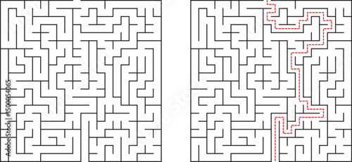 Complex Maze Puzzle Solution Pathfinding Challenge, Logical Thinking Game