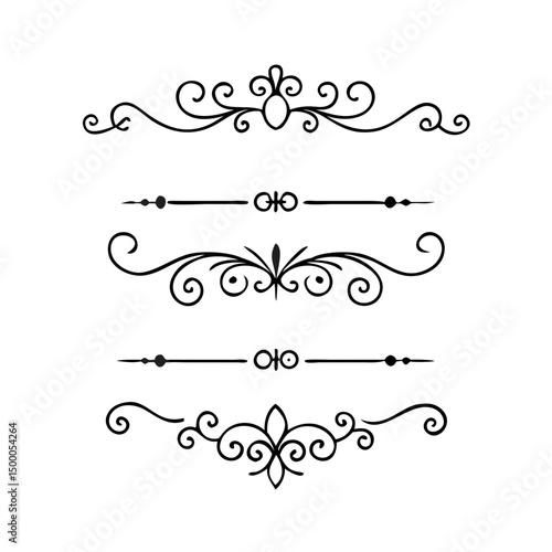 Hand drawn text dividers and graphic elements. Vector floral designs. Vintage ornament divider set.Hand drawn border collection for invitation,poster,banner.Retro decoration vector collection
