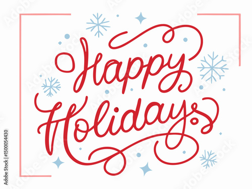 Wallpaper Mural Happy Holidays Red Script Lettering with Snowflakes Torontodigital.ca