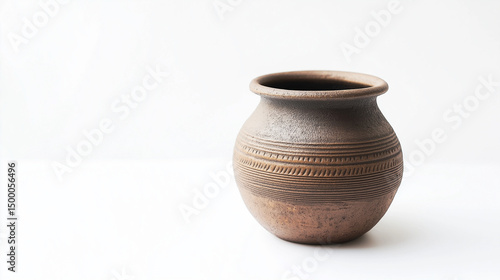 Wallpaper Mural A traditional clay pot sits on a white background, highlighting its earthy texture, rounded shape, and natural reddish-brown color.
 Torontodigital.ca