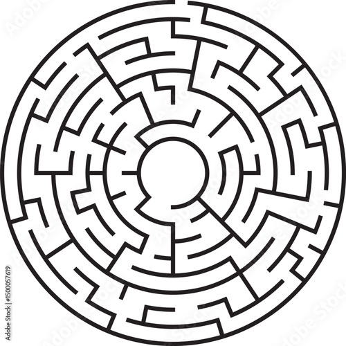 Circular Maze Puzzle Complex Labyrinth Game, Challenge, Solution