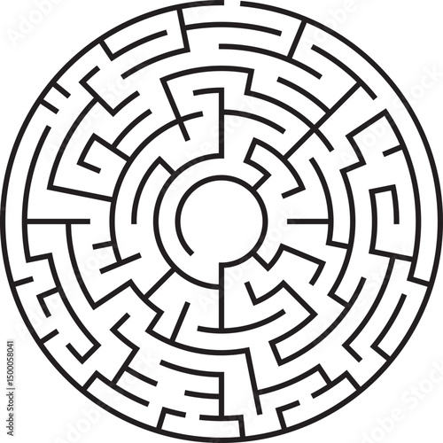 Circular Maze Puzzle Labyrinth Game, Pathfinding Challenge, Problem Solving