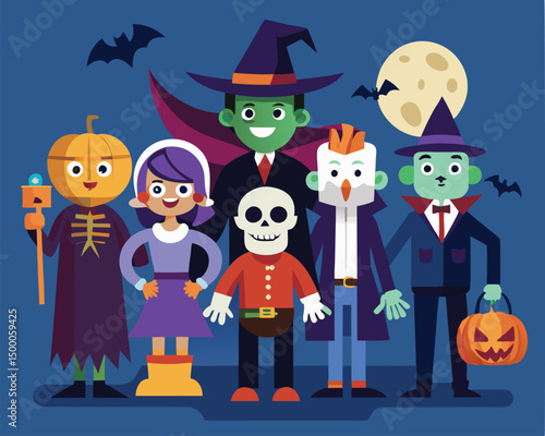 Spooky Fun. A Group of Kids in Halloween Costumes
