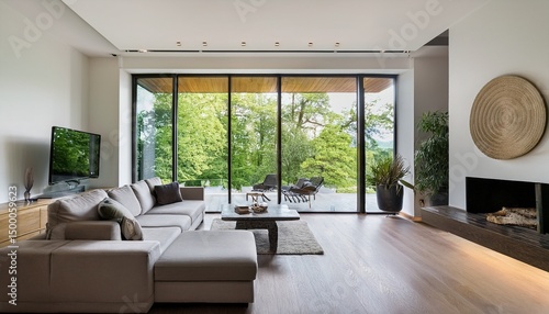 Wallpaper Mural bright modern living room with expansive green views Torontodigital.ca