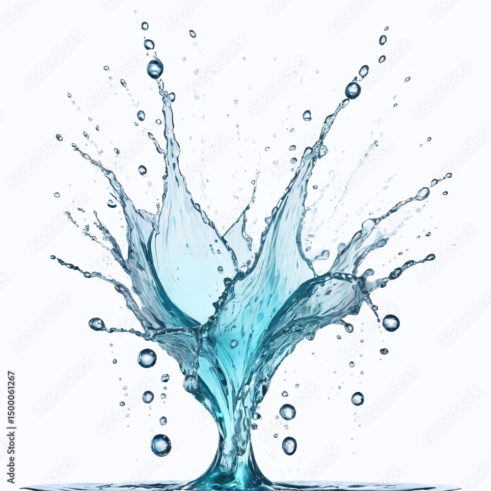 Obraz premium Stunning Water Splash Abstract Blue Liquid Burst, High-Resolution Image