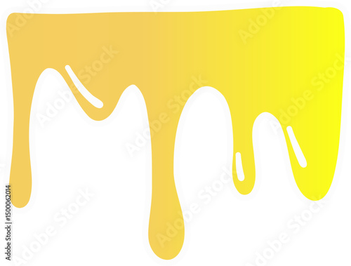 Sticker of yellow honey flowing in smooth curved streams with a gradient from orange to bright yellow.
