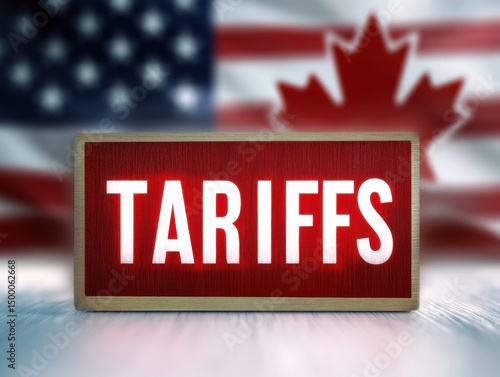 Tariffs impact on US-Canada trade relations with national flags in the background