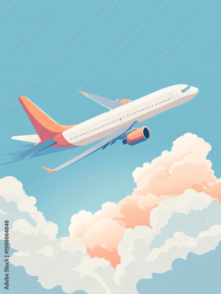Obraz premium Airplane climbing through clouds in the sky