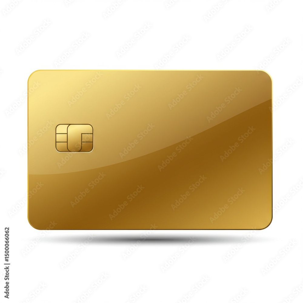 Gold credit card with chip design on a smooth surface Gold credit card with chip design on a smooth surface