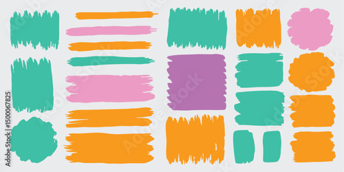 Brush line and stroke vector. Color, pencil, marker, crayon paint texture highlight. Pen, chalk hand drawn underline, mark. 01