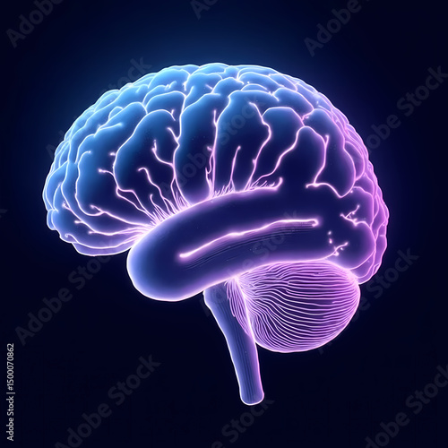Wallpaper Mural Neon glowing brain – Futuristic AI Concept Torontodigital.ca