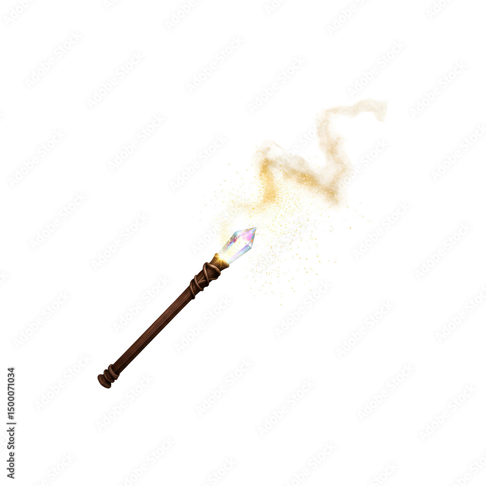 Naklejka premium Enchanted wand releasing golden magical sparks.