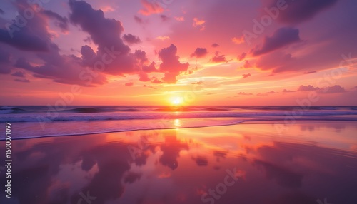Sky Transforms into Mesmerizing Sunset Over Calm Ocean Waters