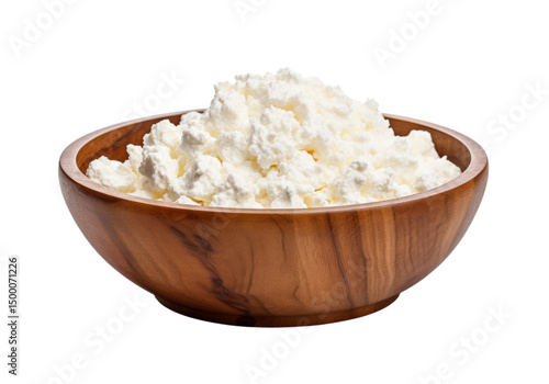 Wallpaper Mural Fresh cottage cheese in wooden bowl isolated on a white background, Png Transparent Background Torontodigital.ca