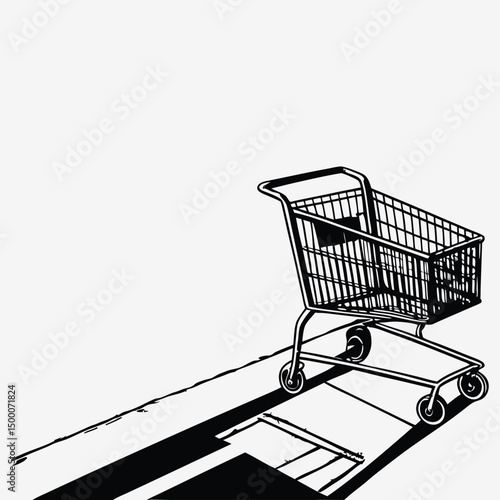 Illustration of a Shopping Cart Filled with Packages and Bags for Online Shopping