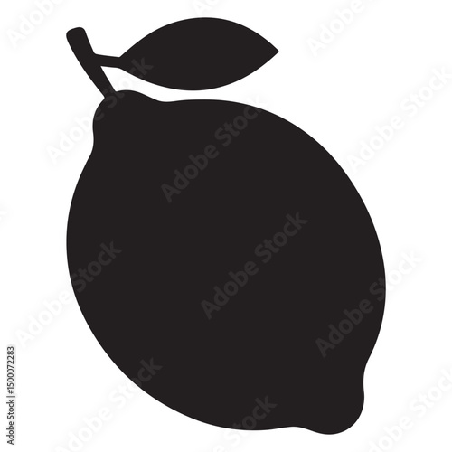 Citrus Fruit Silhouette with Leaf Detail