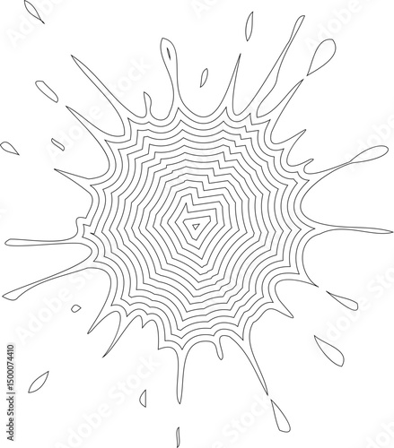 Concentric outline forming a radial black stain with distressed contours and layered texture.