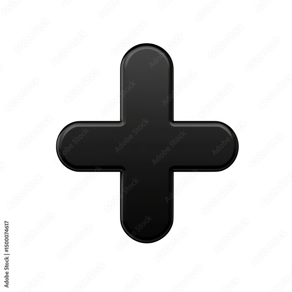 Obraz premium Black plus sign glossy design on transparent background