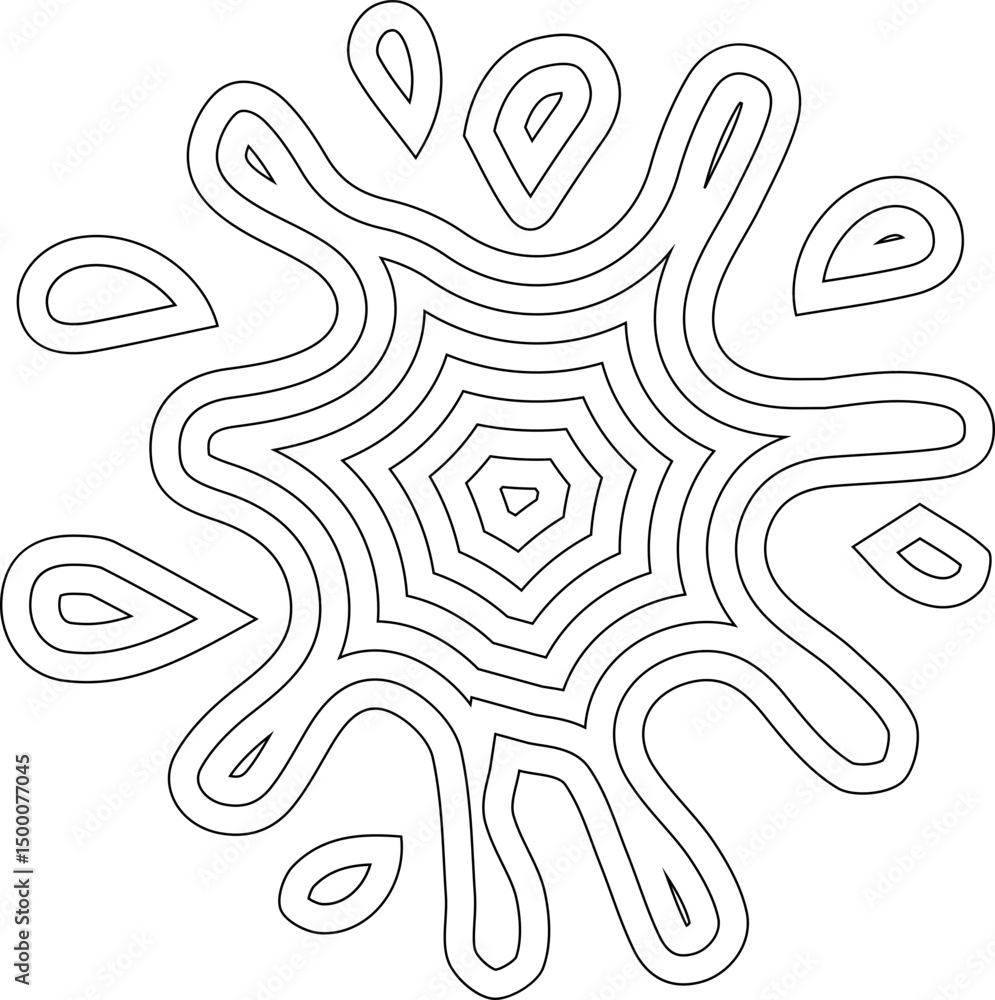 Obraz premium Concentric design filled with dot-based ink splatter forming a textured appearance with scattered points.