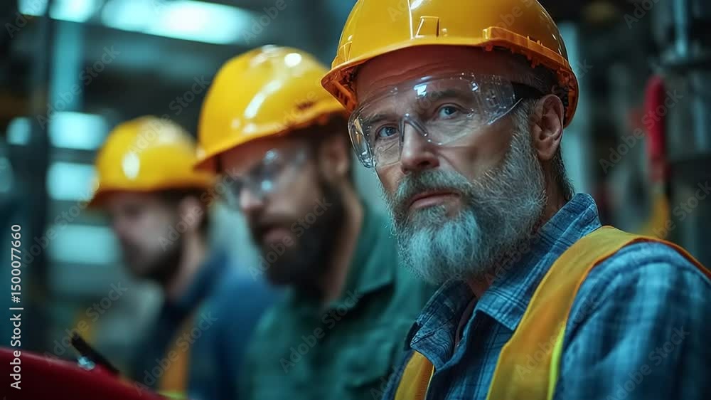 Industrial Workers in a Factory Setting: Focus on Safety and Teamwork Environment Industrial Workers in a Factory Setting: Focus on Safety and Teamwork Environment