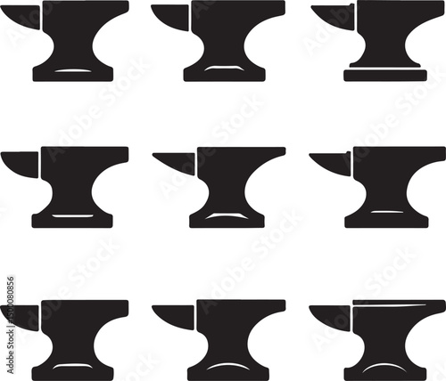 Vintage Anvil Icon – Blacksmith Tool Vector Illustration on White Background

