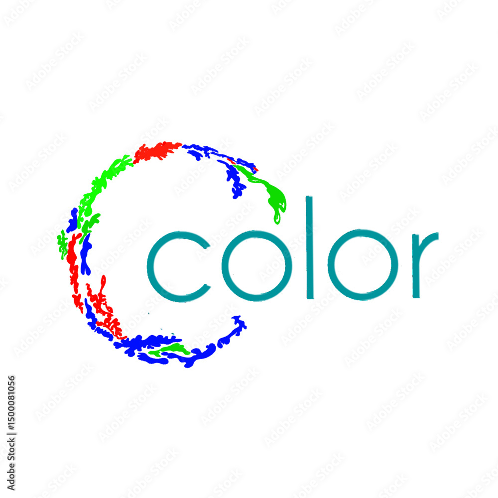 Fototapeta premium color text icon with colorful circular abstract paint splashesp