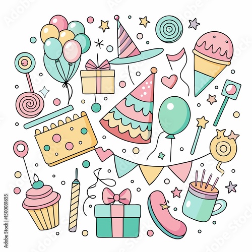 seamless pattern with birthday cake
