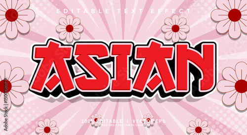 asian vector text effect with modern style design