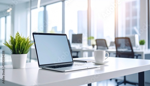 modern office interior with laptop 