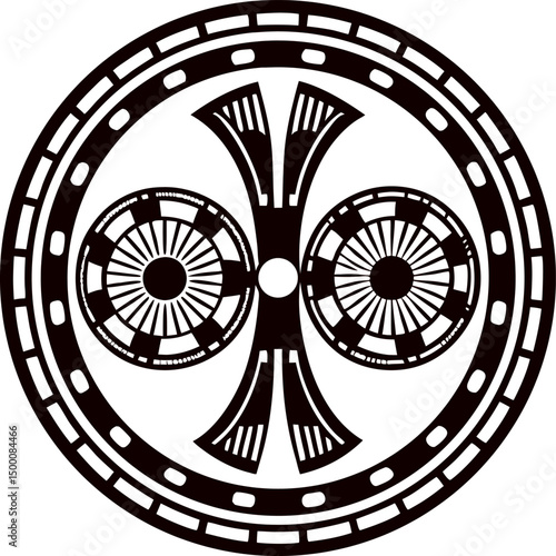 Traditional african tribal symbol in geometric design with cultural significance