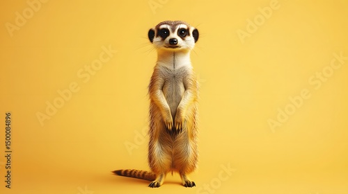 Wallpaper Mural Minimalist cartoon meerkat standing upright on a soft yellow background Torontodigital.ca