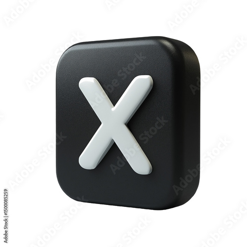 3D Twitter icon isolated on transparent background