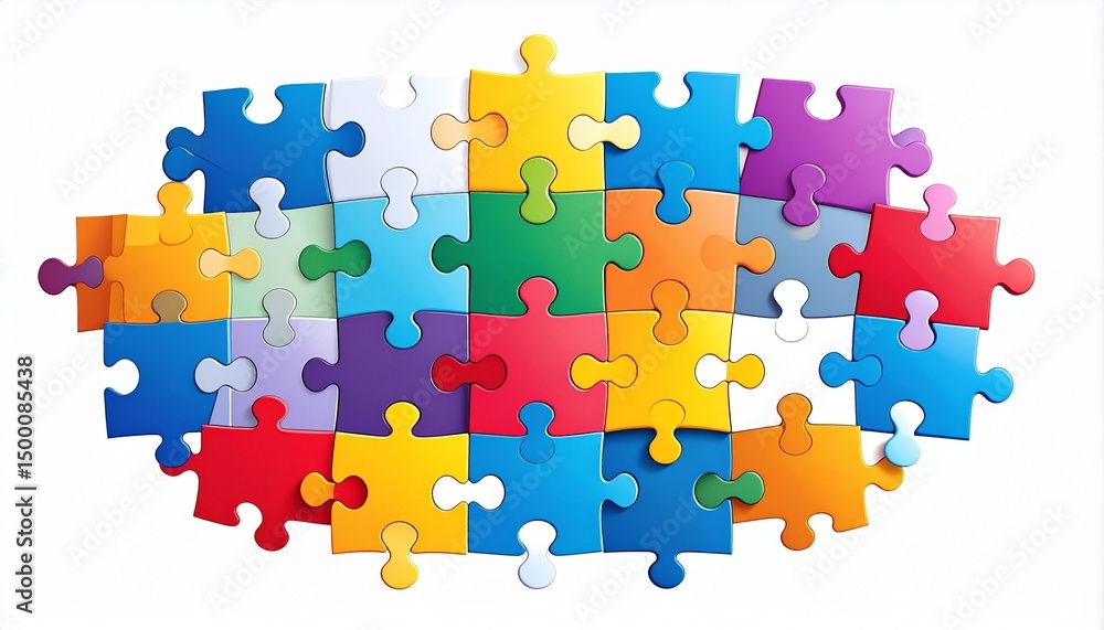 colorful puzzle pieces on the white surface colorful puzzle pieces on the white surface
