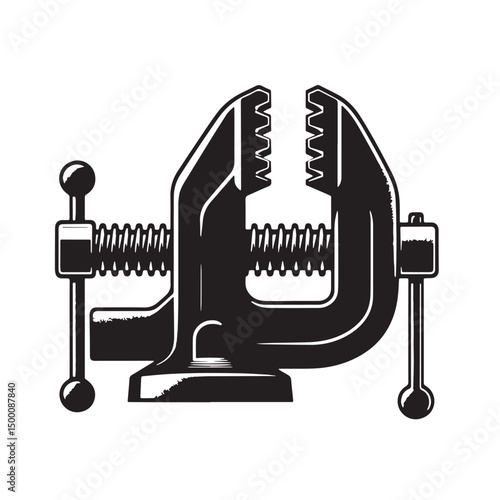 Black Vice Grips Silhouette Vector, High Quality Illustration on White Background