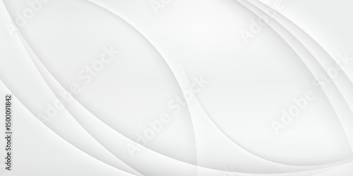 3D white geometric abstract background overlap layer on bright space with waves decoration. Minimalist modern graphic design element cutout style concept for banner, flyer, card, or brochure cover