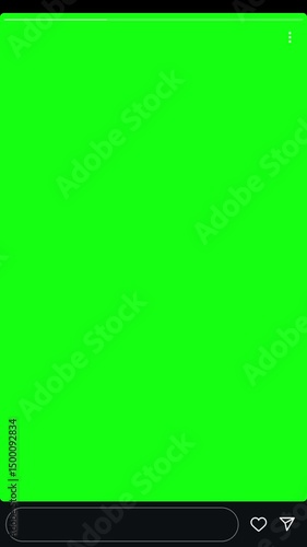 Instagram Stories UI Overlay (Greenscreen) – Vertical Mobile IG Story Interface with Reaction Bar, Message Option, and Story Navigation Elements for Marketing Advertising Campaign Sizzle Reel Mockups