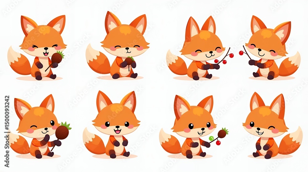 Fototapeta premium set of red fox