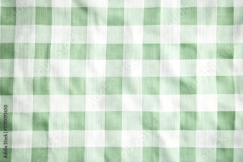Light green gingham pattern backgrounds tablecloth.