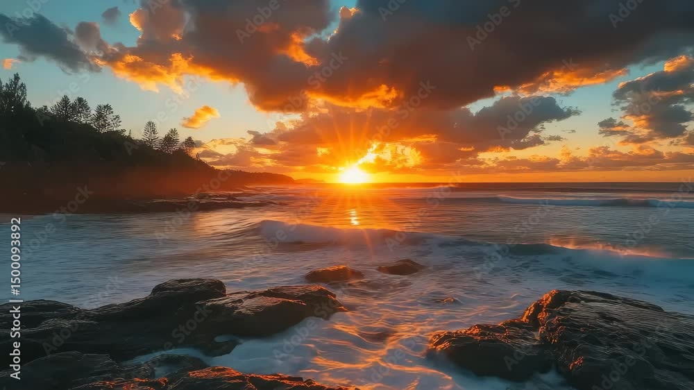 Stunning timelapse of sunset over Gold Coast waves and rocks in Australia, 4k timelapse video of Gold Coast, Australia Stunning timelapse of sunset over Gold Coast waves and rocks in Australia, 4k timelapse video of Gold Coast, Australia