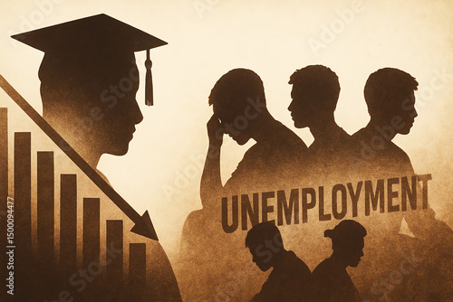 A symbolic representation of unemployment highlighting its impact on youth