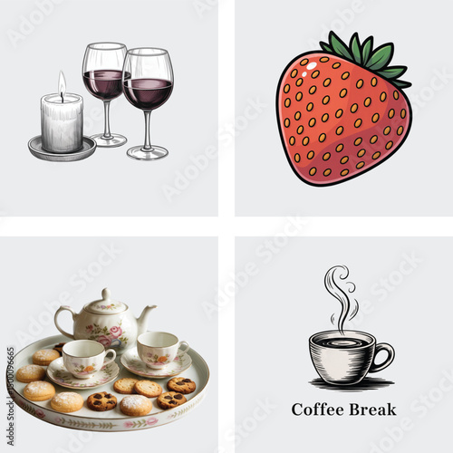 cup of coffee and strawberry
