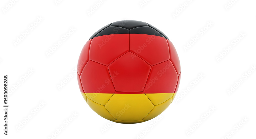 A soccer ball painted with the colors of the german flag on a black isolated background in studio shot A soccer ball painted with the colors of the german flag on a black isolated background in studio shot
