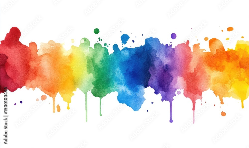 Fototapeta premium Abstract rainbow watercolor splatter (2)