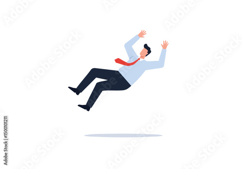 A businessman dramatically falls, symbolizing a loss of trust. Bold, graphic illustration. Suitable for business and warning concepts.