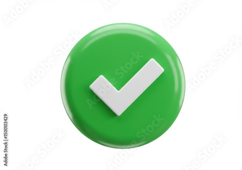 Free Download 3D Illustration of Green check mark in a circle isolated on white background - GFXLoad