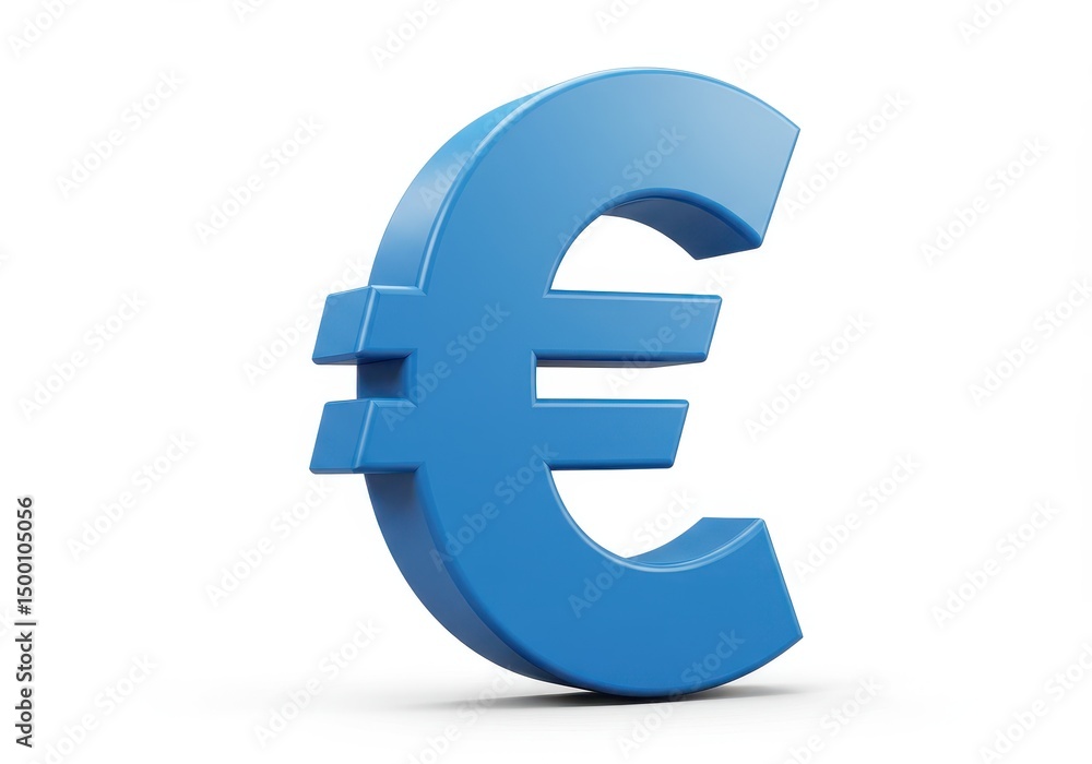 3D Illustration of Blue euro currency symbol isolated on white background representing finance 3D Illustration of Blue euro currency symbol isolated on white background representing finance
