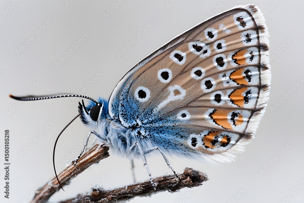 Obraz premium Stunning Closeup of Common Blue Butterfly on Branch