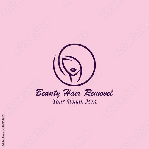 hair cutting and body hair removal logo design vector